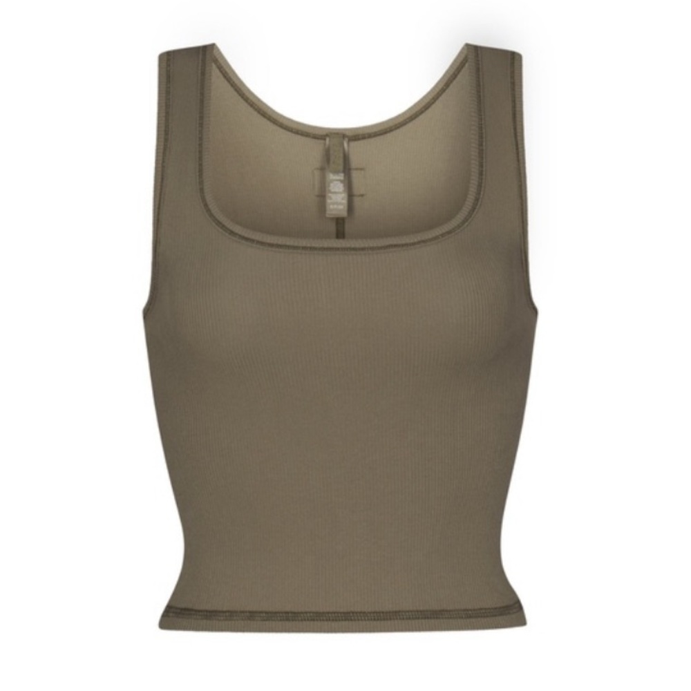 RARE skims army green cotton rib tank top